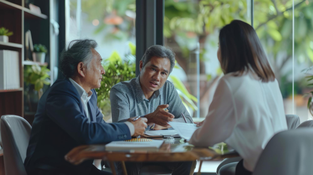 2 clients consulting a real estate lawyer