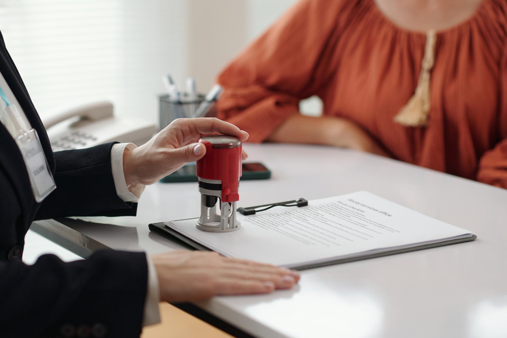 lawyer approving agreement for client